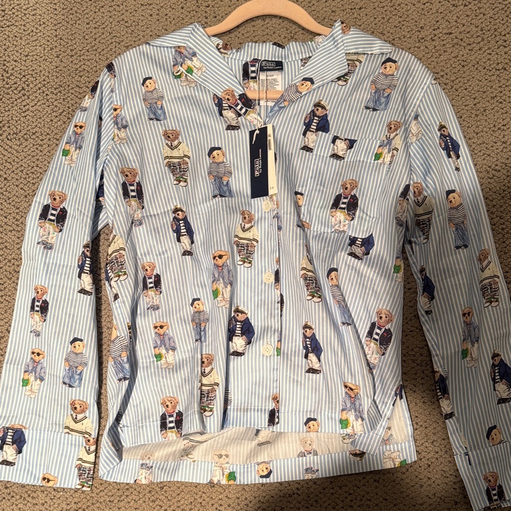 Ralph Lauren Blue Striped Bear pajamas
